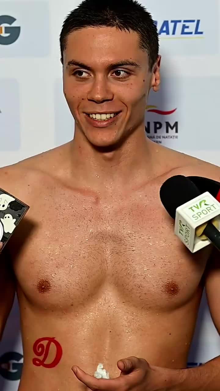 Popovici, campion național  David   a câștigat  proba de 50 de metri liber la Otopeni » Ce a spus la final + a apărut cu un tatuaj temporar
