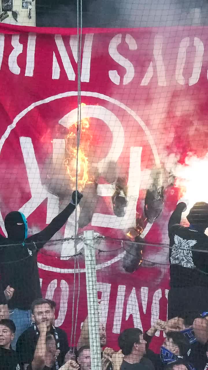 Zonă de război în Germania   FOTO-VIDEO.   Conflict ultras pe stadion:  au invadat terenul! Poliția a intrat cu caii pe gazon. De la ce a pornit totul